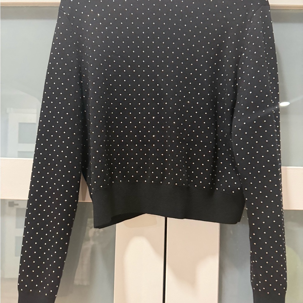 Michael Kors NWOT Black Rhinestone V Neck Cardigan Sweater size Large - Picture 13 of 13